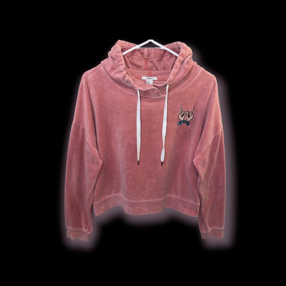 Forever 21 Velour Cropped Whatever Hoodie